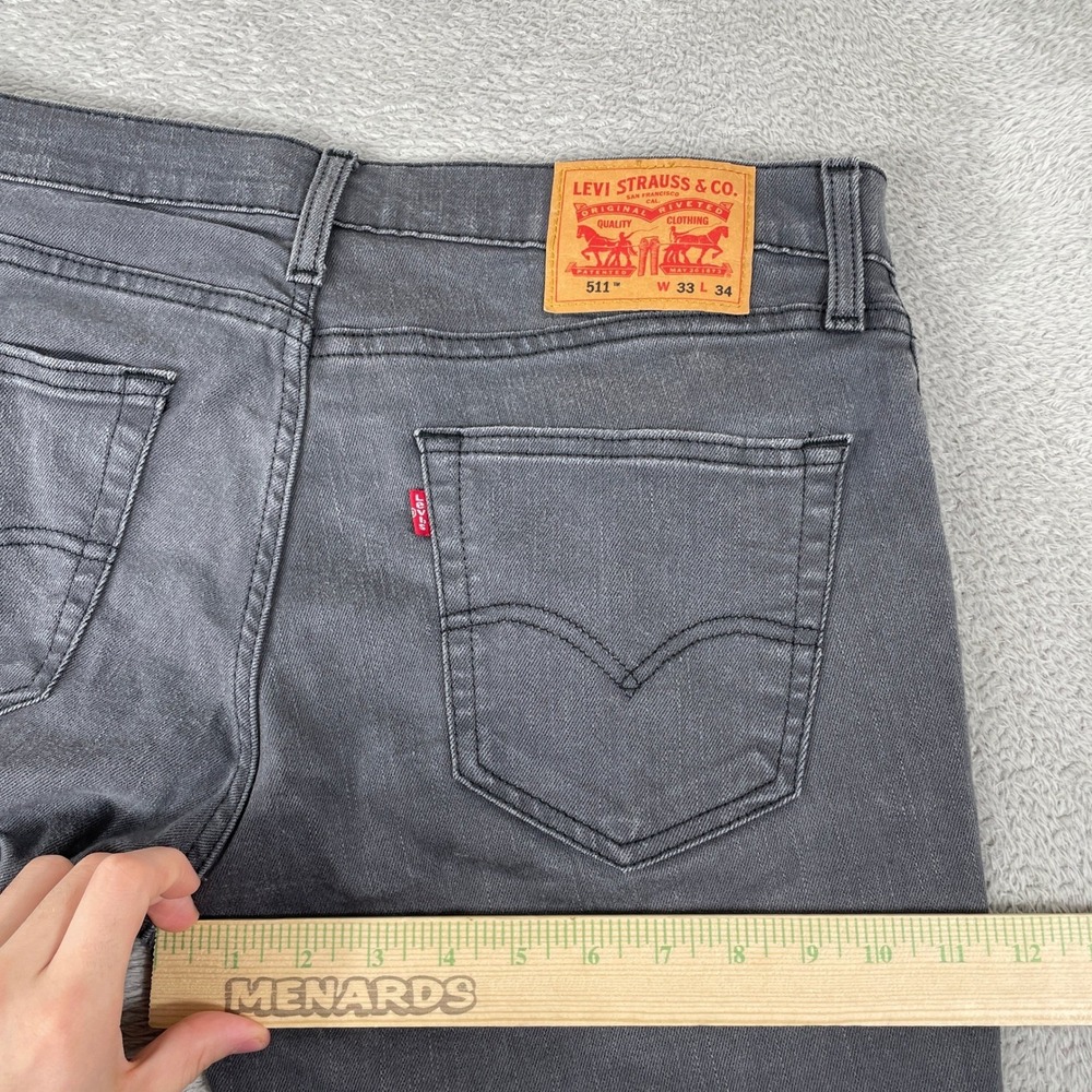 Levis 511 Slim Jeans Mens 33x34 Gray Stretch Denim Waterless Modern Casual - Picture 9 of 12
